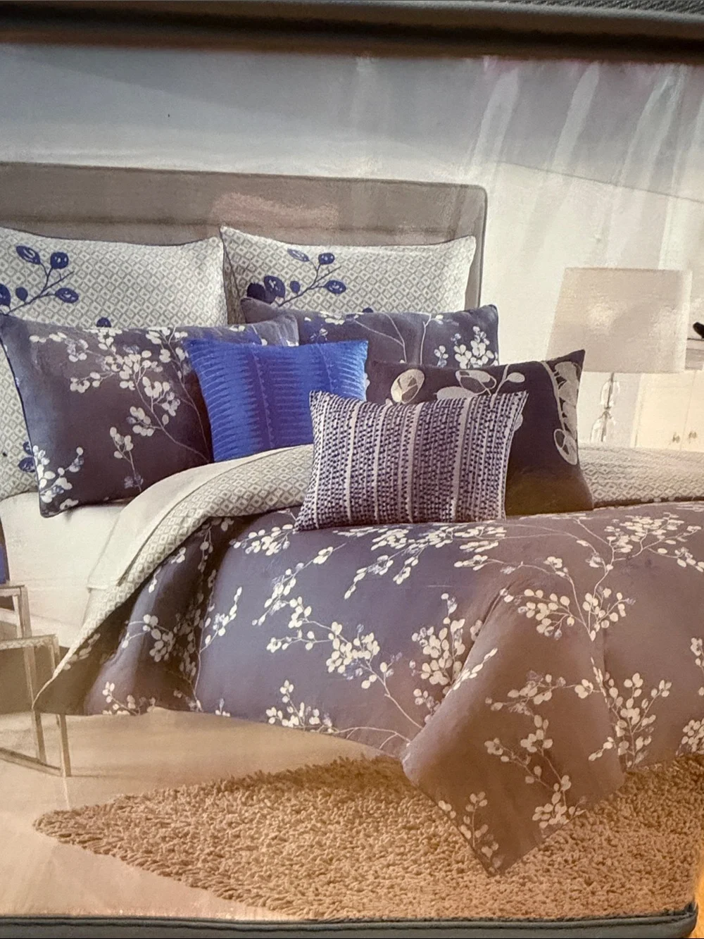KAS Gabriel Full/Queen Blue Floral Duvet Covwr